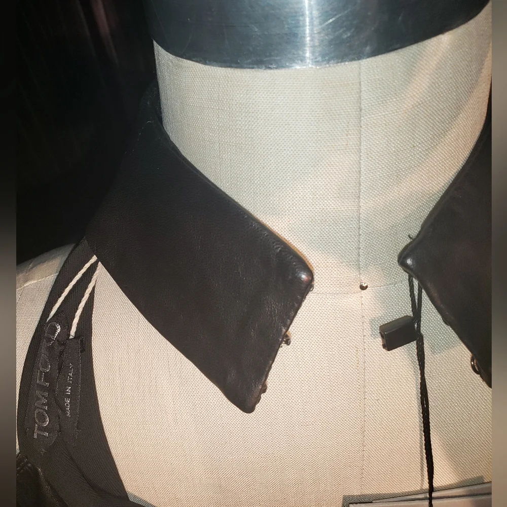 Tom Ford Gucci 100% viscose 100% lambskin leather Black razor tank top Bow 40 - Picture 13 of 16